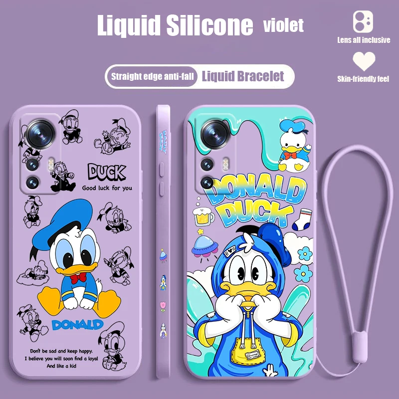 

Disney Cute Donald Duck For Xiaomi Mi 13 12T 12S 12X 11i 11X 11T 10T 10S Lite Pro Ultra Liquid Left Rope Soft Phone Case