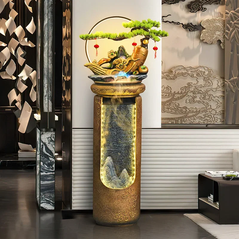 FG-*Rockery flowing water makes money ornament floor water curtain landscape circulating water living room entrance feng shui wh