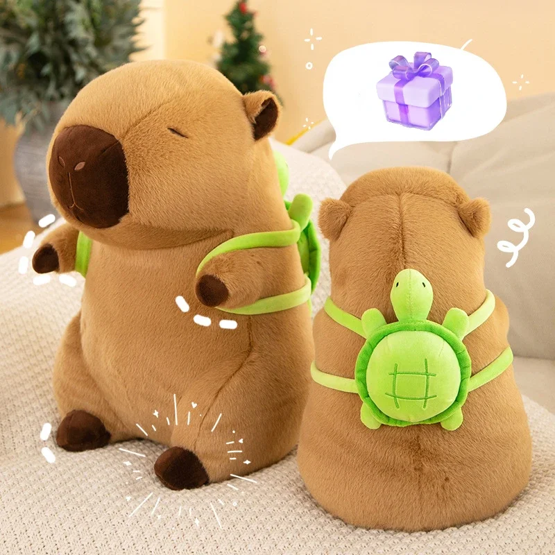 

25-55cm Capybara Plush Stuffed Toy Simulation Capybara with Turtle Animal Soft Doll Child Sleeping Doll Birthday Gift for Friend