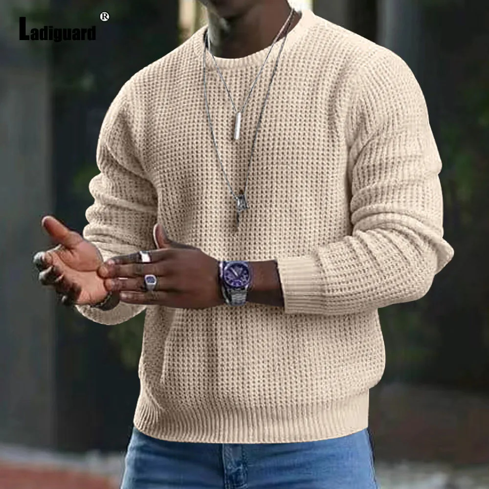 

Ladiguard 2024 Winter Knitting Sweater Mens Casual Spiral Sweaters White Black Knit Pullovers Male Clothing Plus Size S-3XL