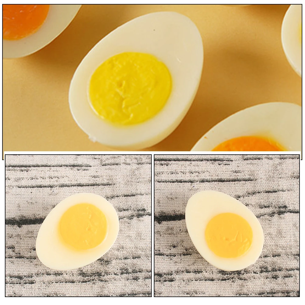 4pcs Simulated Boiled Eggs PVC Fake Food Models Props Faux Decoration Kitchen Gourmet Teaching Tools Photography