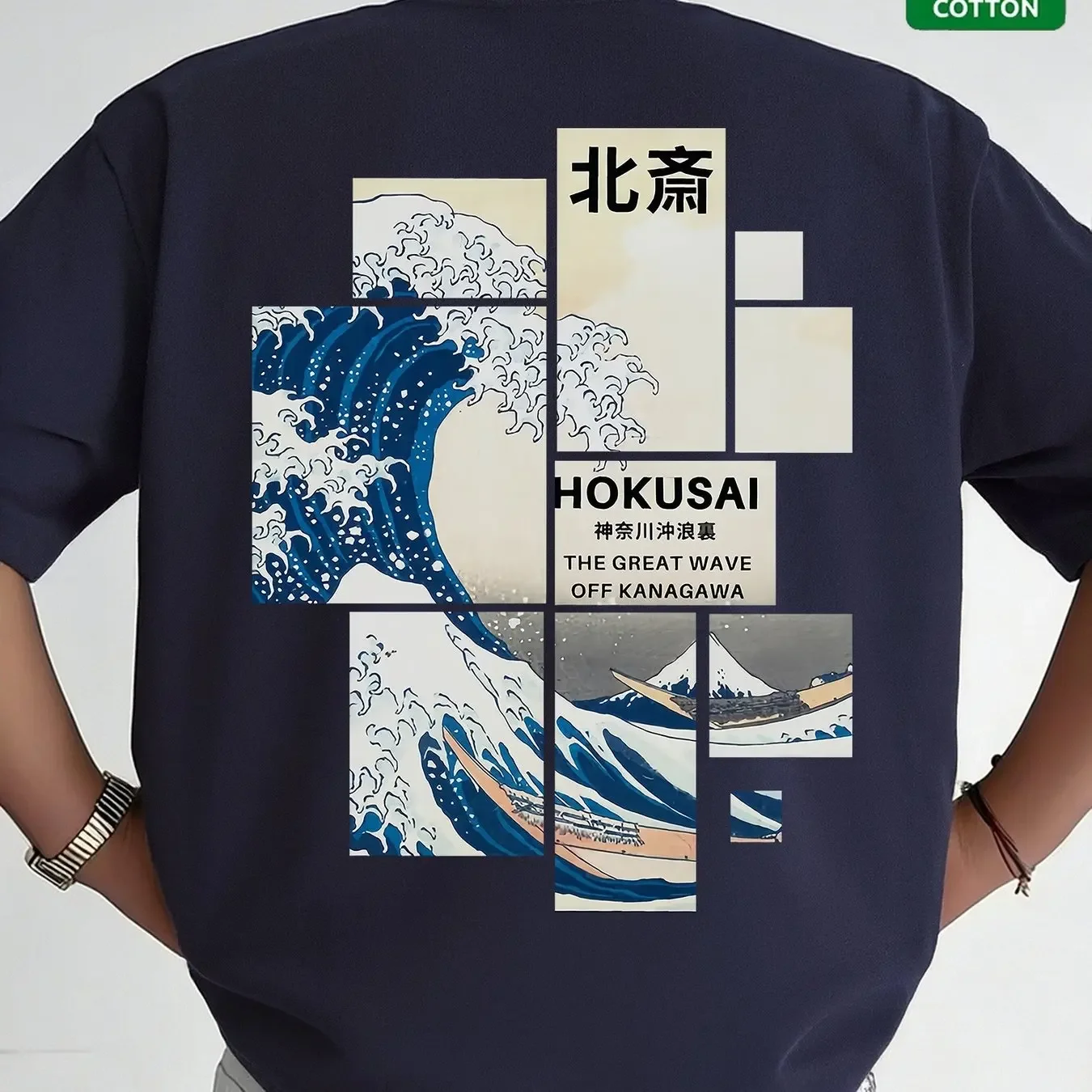 Men's Japanese Hokusai Great Wave Graphic T Shirt Cotton Ukiyo-e Kanagawa Oversized Streetwear Korean Style Casual Summer Tee