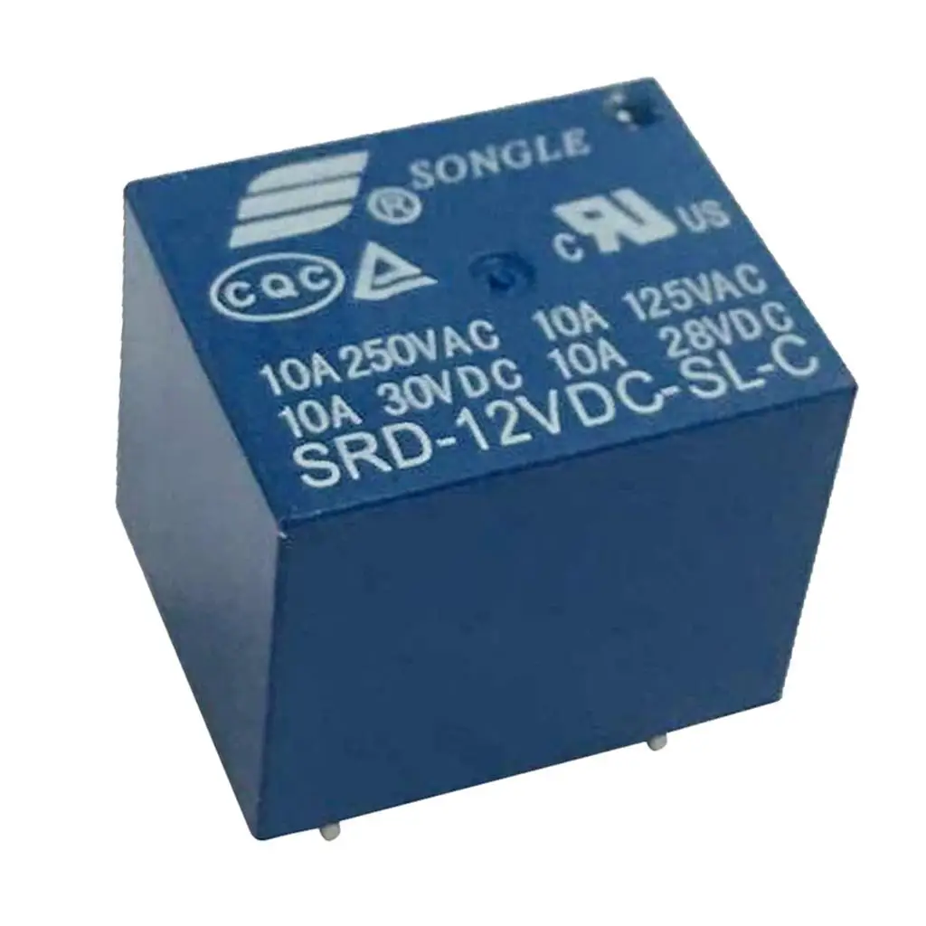 10x Mini Songle Relay 12V DC 10A 250V SPDT 5 Pins PCB SRD-12VDC-SL-C