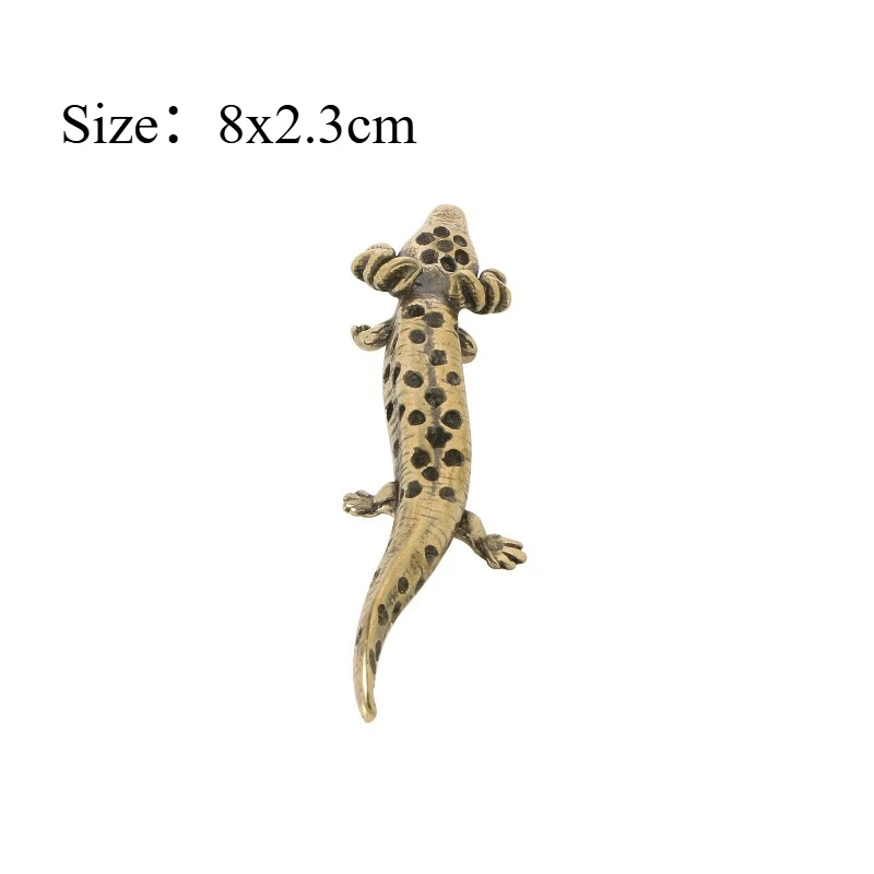 1 PC Creative Solid Brass Salamander Ornament Handheld Desk Pet Decor Gift Collectible Home Office Accessory Art Craft Present
