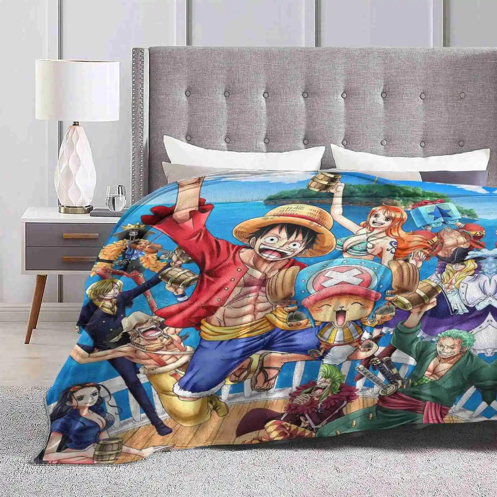 Jump Smile Shaggy Throw Soft Warm Blanket Sofa/Bed/Travel Love Gifts Movie Film Manga Japan Anime D Luffy Monkey Characters