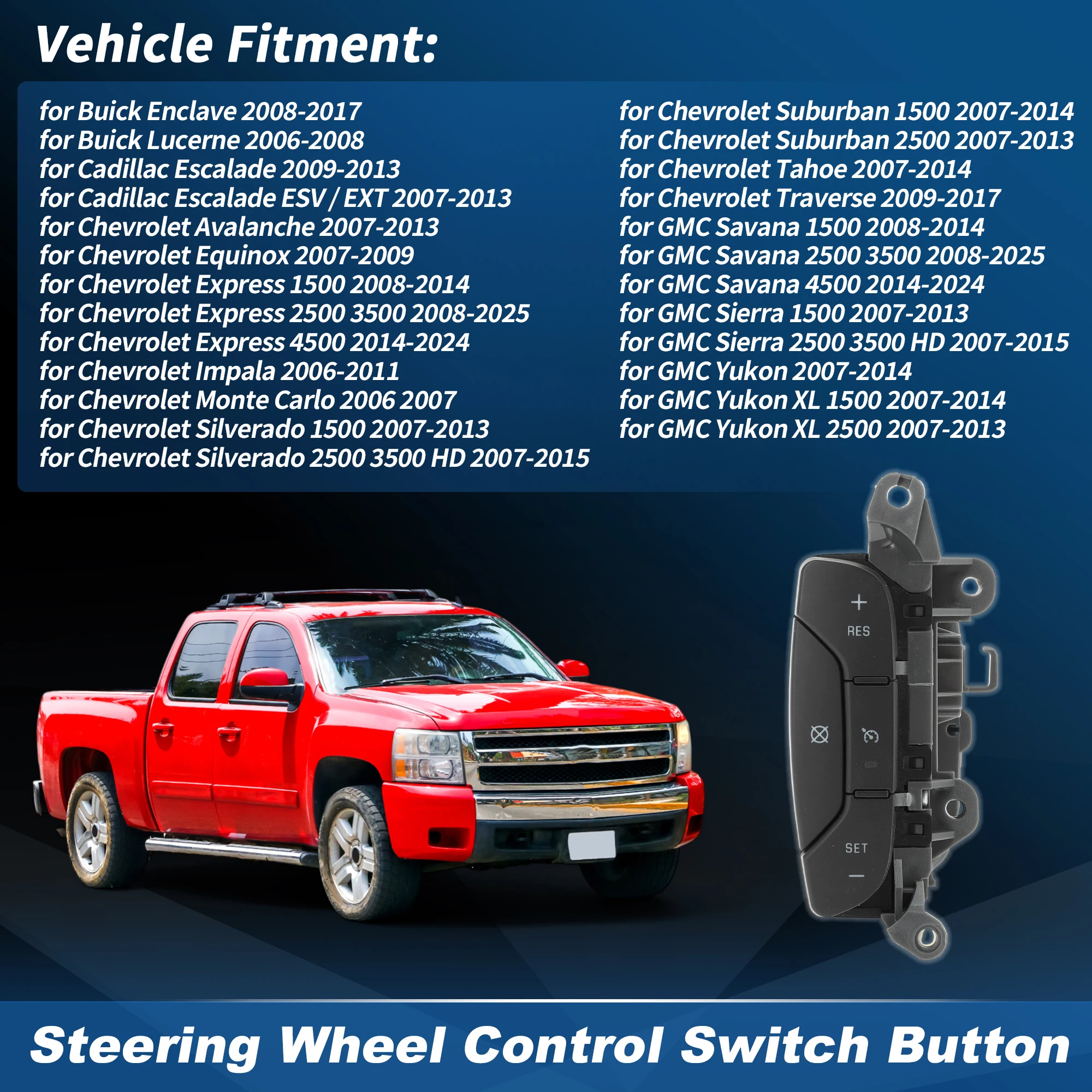 

Переключатель круиз-контроля UXCELL левого рулевого колеса для Silverado Sierra 07-14 No 15819309