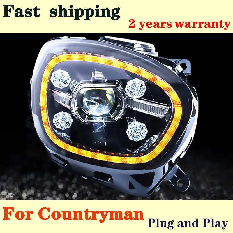 

Car Styling For BMW MINI Countryman Head Lamp 2017 2018 2019 Mini F60 Headlights Double Lens LED DRL+LED High Low Beam+Turning