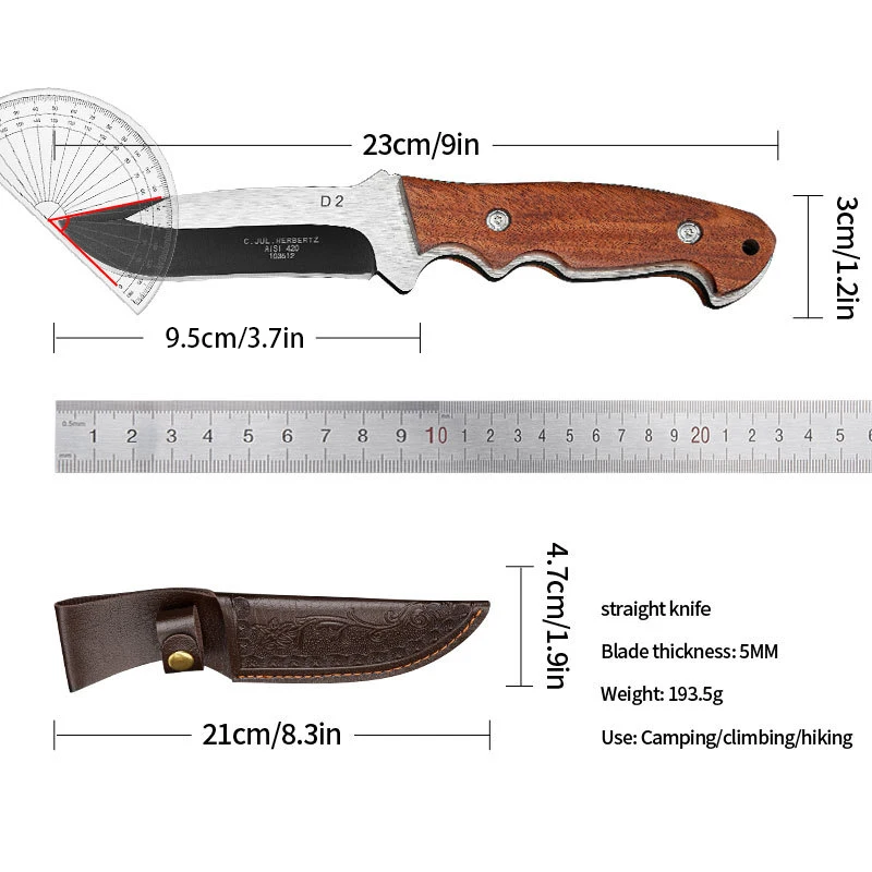 Wild Survival Self-defense Knife, Portable Mini Pocket Knife, Stainless Steel Fruit Knife Meat Knife, Suitable For Outdoor Campi