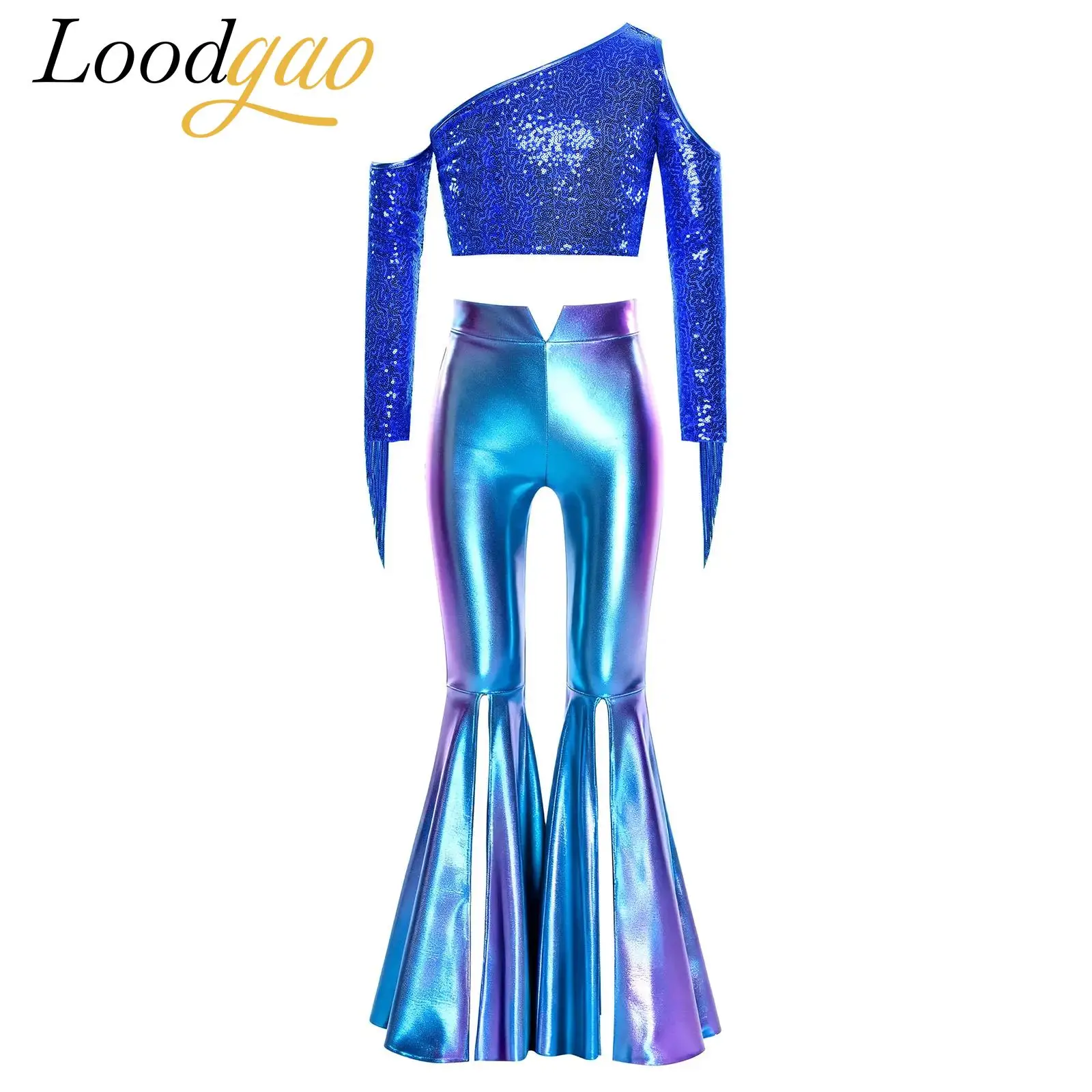 الفتيات ديسكو الهبي الترتر زي الجاز ملابس الرقص مجموعات الأطفال ملابس لامعة الاطفال شرابات الشارع الشهير أداء زي