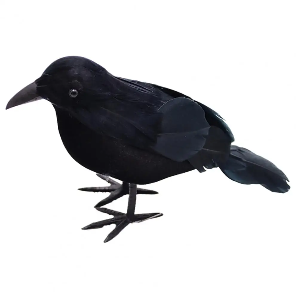 Haunted House Ornament Realistic Crow Figurine Feathered Raven Statue Spooky Halloween Party Props Haunted House Decor