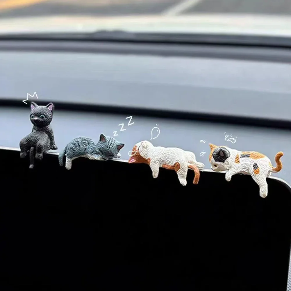 Generisch Süße Katzen-Armaturenbrett-Dekoration – Harz-Ornament, Selbstklebend, 3,5x4x2,8 Cm – Als Geschenk Für Auto-Fans