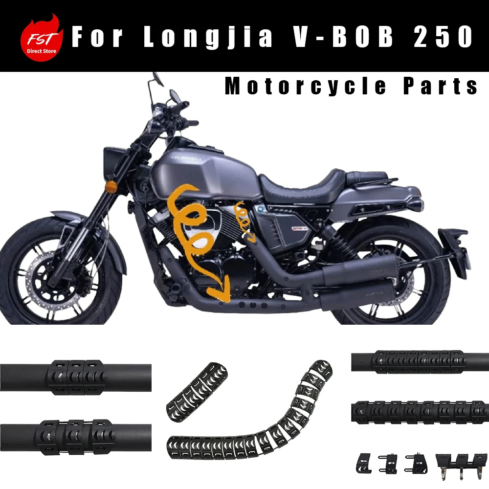

Black Exhaust Heat Shield, Snake Bone Cover, High Temperature Resistant Mod Parts for Loncin V-Power 250