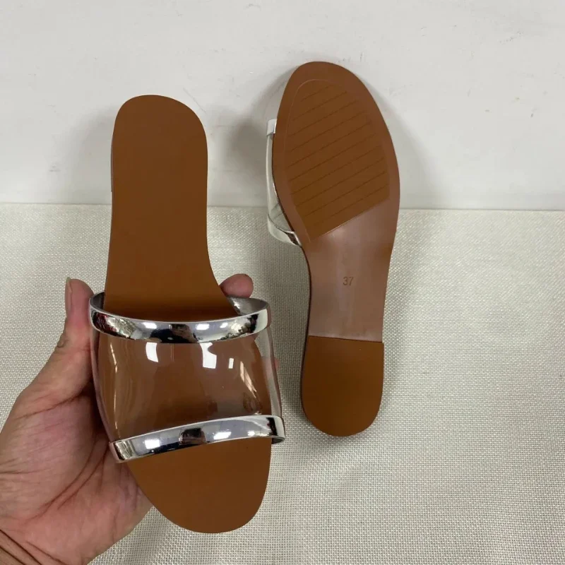 Summer New Women's Shoes Outdoor Flat-bottomed Comfortable Beach Fashion Designer Transparent Sandals Female Slides