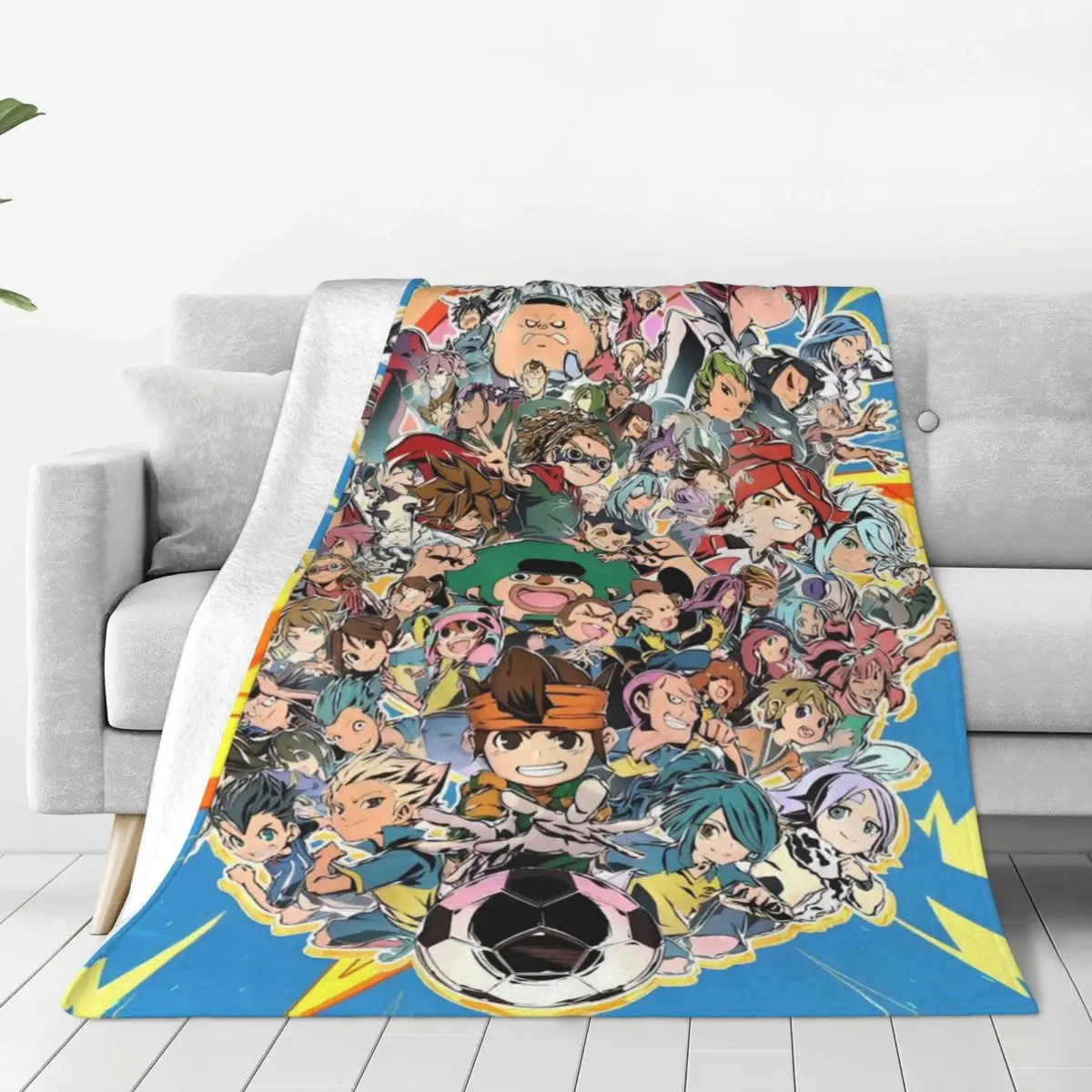 Inazuma Eleven Manga Cartoon Anime Blanket Velvet Summer Breathable Super Soft Throw Blanket for Home Travel Rug Piece