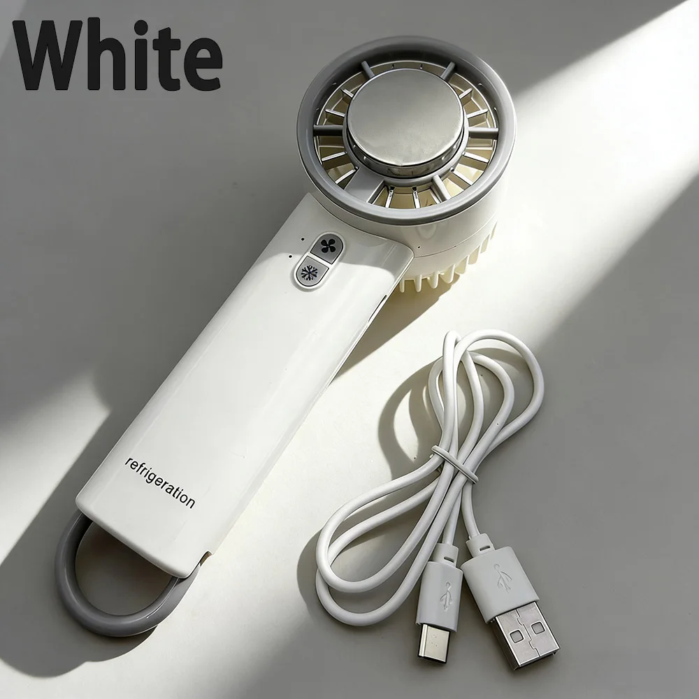 1pcs Semiconductor ice pack refrigeration fan portable handheld fan small desktop charging turbine long endurance high-speed fan