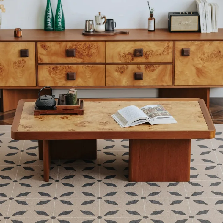 

✘ Итальянский дизайнерский ретро-столик в стиле Wabi-Sabi из массива дерева с отделкой под кору, комплект из двух маленьких приставных столиков для гостиной