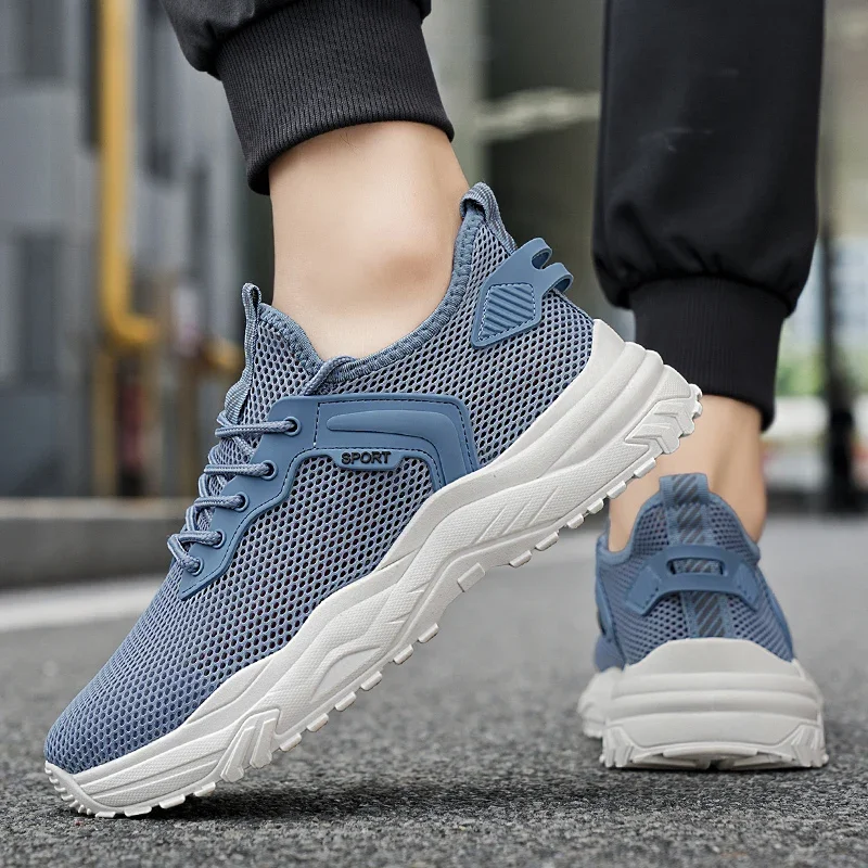 

Мужская летняя новая высококачественная ультралегкая и дышащая уличная повседневная спортивная обувь на шнуровке с одной сеткой