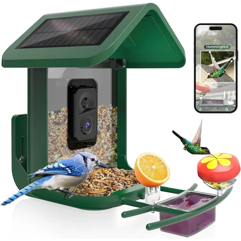 Solar Powered Smart Bird Feeder Camera 2K Live Feed Backyard AI Identifying Auto Capture Plastic Material Bird Videos Pictures