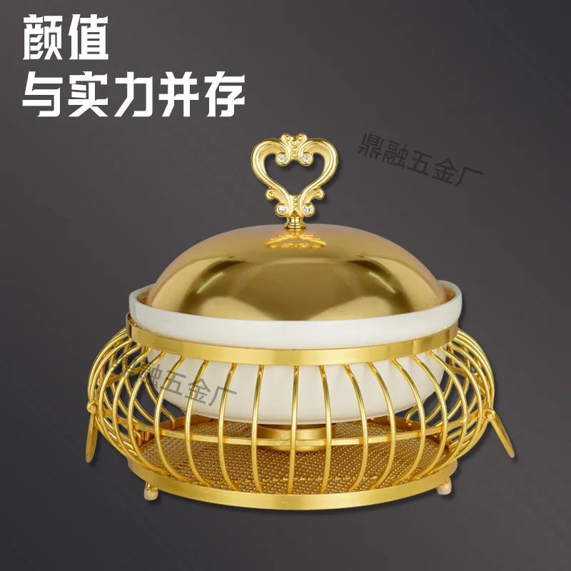 Cross-border Amazon Stainless Steel Buffet Furnace High-end Hotel Ceramic Buffy Furnace Flip Insulation Furnace