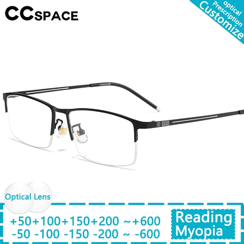 Männer Business Metall Halb-Rahmen Anti Blau Licht Lesebrille Retro Luxus Platz Brillen Rahmen Angepasst Rezept Brillen