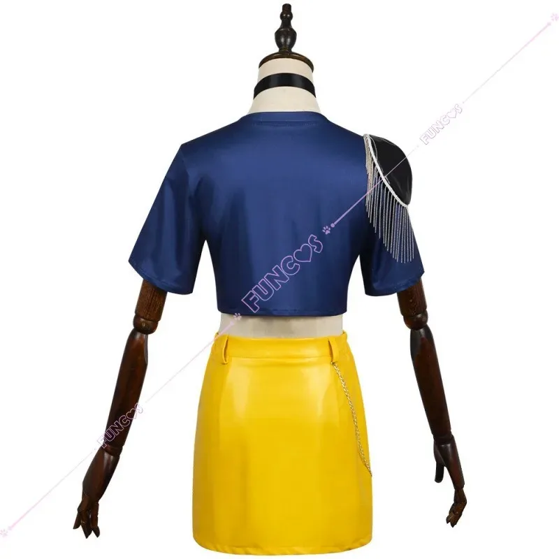 Anime KPop Demon Hunters Mira Cosplay Costume Wig T-shirt Skirt Earrings Necklace Tassel Props For Women Girls Huntrix Halloween