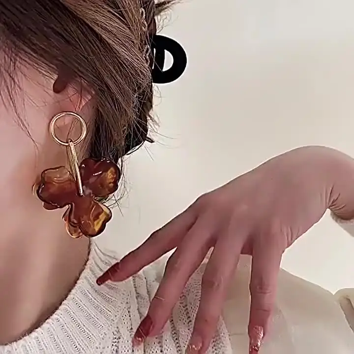 أقراط معدنية غير منتظمة الشكل بلون القهوة البني بتصميم زهور، أقراط متدلية مميزة، إكسسوارات للسفر والزفاف