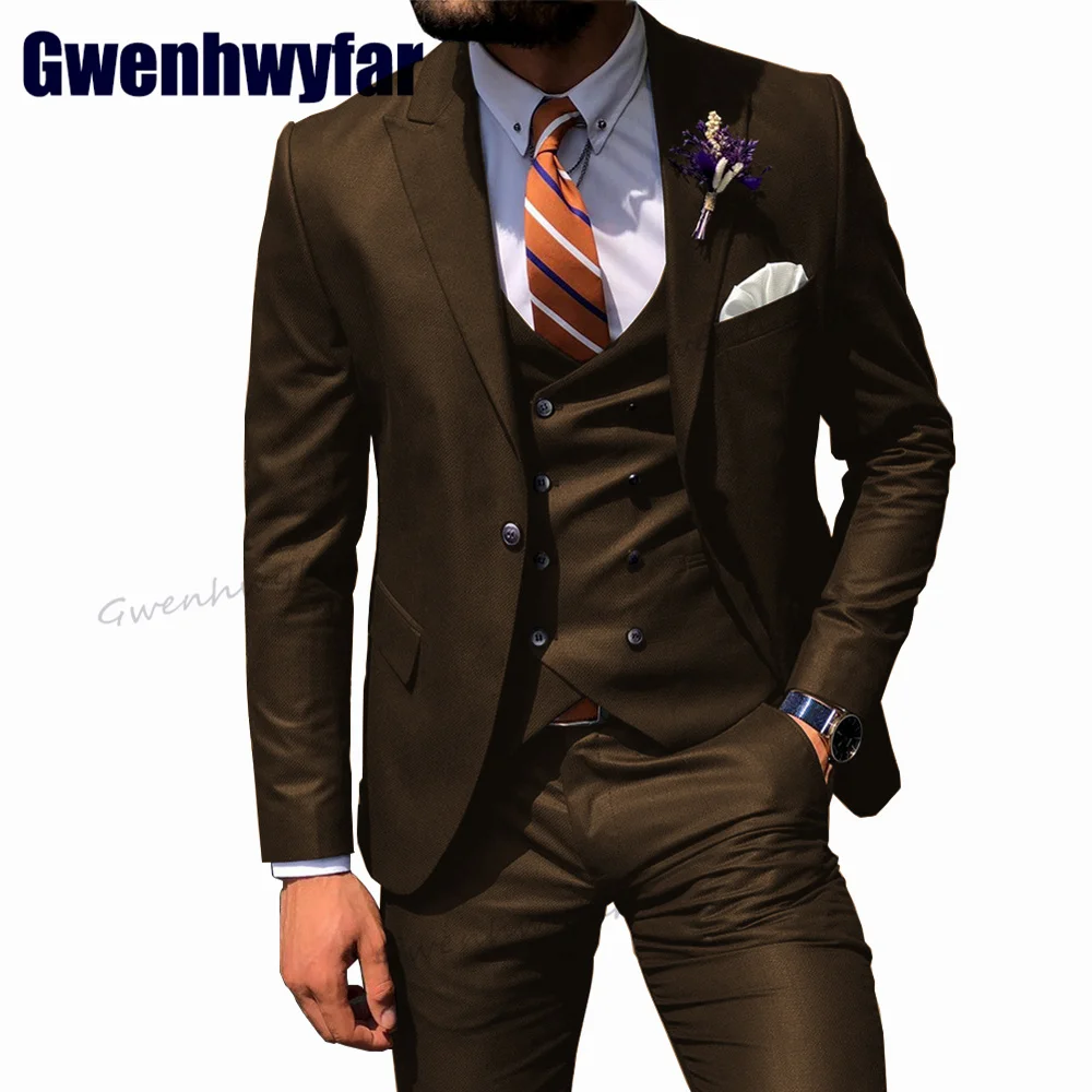 

Gwenhwyfar High Quality Men Suit Wedding Groom 3 Pieces Elegant Blazer Sets 2023 Party Wear Formal Tuxedo Business Costume Homme