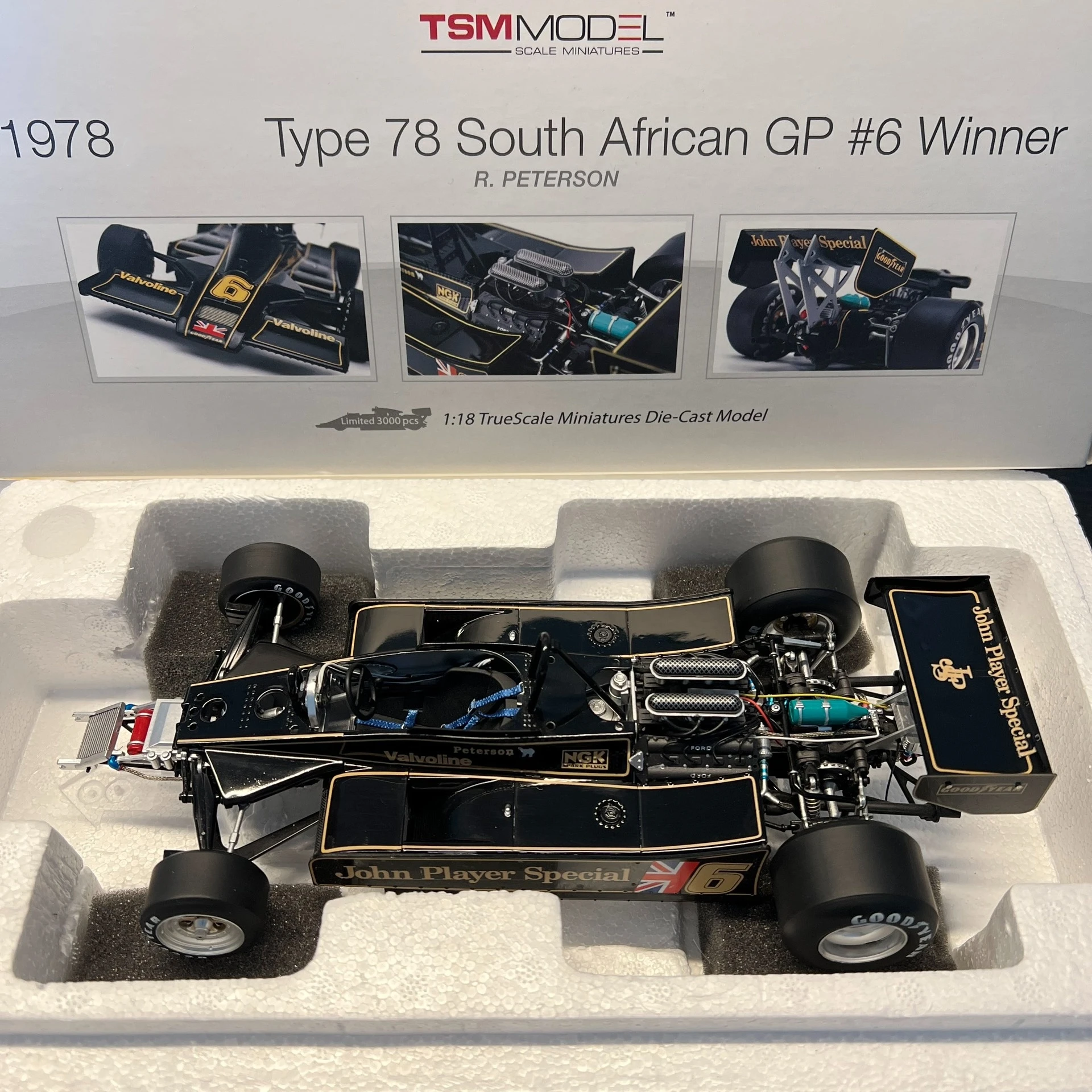 

Модель автомобиля TSM 1:18 F1 Тип 78 из Южной Африки GP #6 1978 Ограниченная серия полностью открытая металлическая статическая модель автомобиля из сплава игрушка в подарок