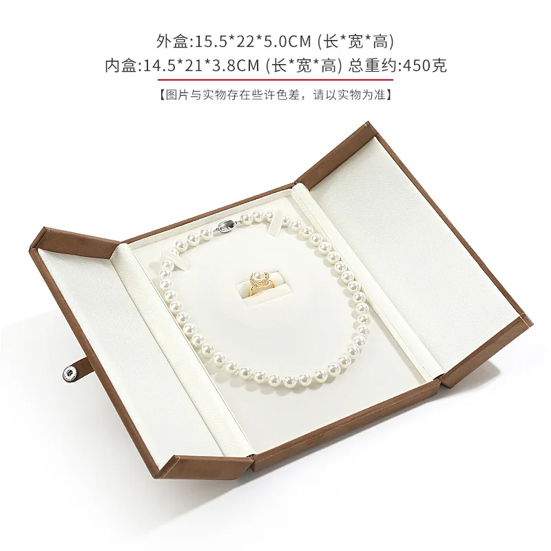 Vintage Double Open Ring Necklace Box Proposal Diamond Ring Jewelry Packaging Box Holiday Gift Pearl Necklace Gift Box