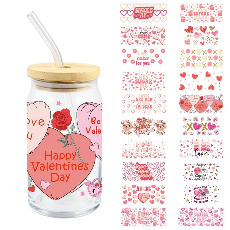 

Valentine'S Day UV DTF Transfer Sticker For Wraps 16Oz Cups Or Bottles Diy Waterproof High Temperature Resistance Easy To Use