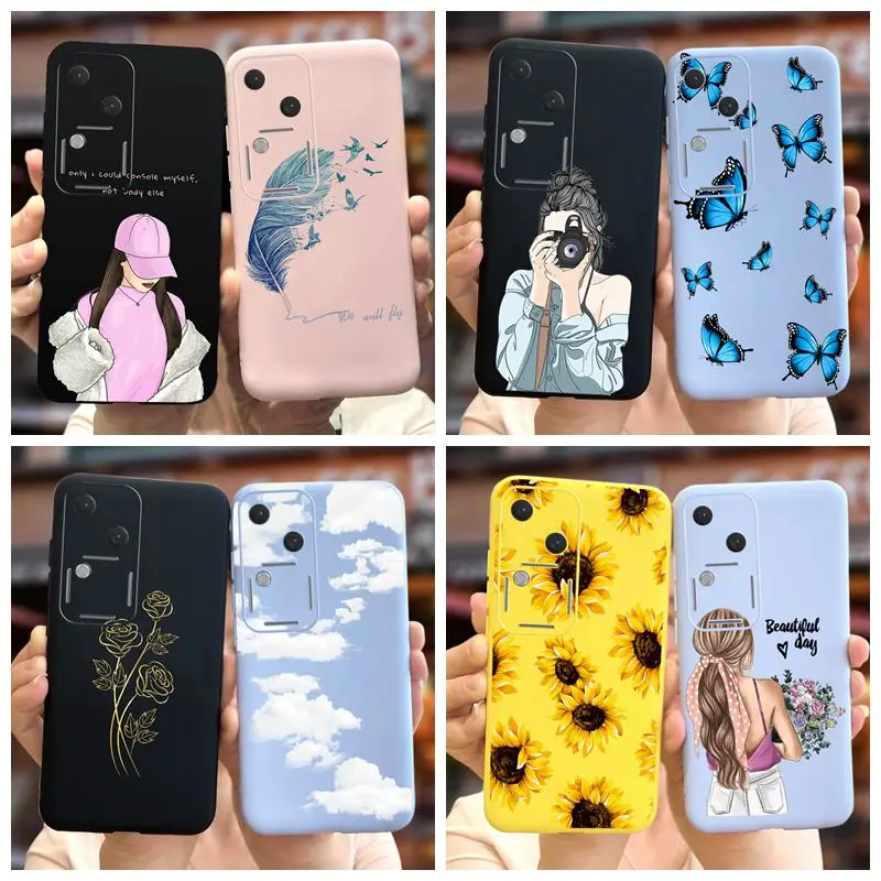 For Vivo V30 Pro Case V2319 Pretty Cartoon Girls Cover Soft Silicone Phone Case For Vivo V30 V 30 VivoV30 Pro Fundas 6.78'' Bags