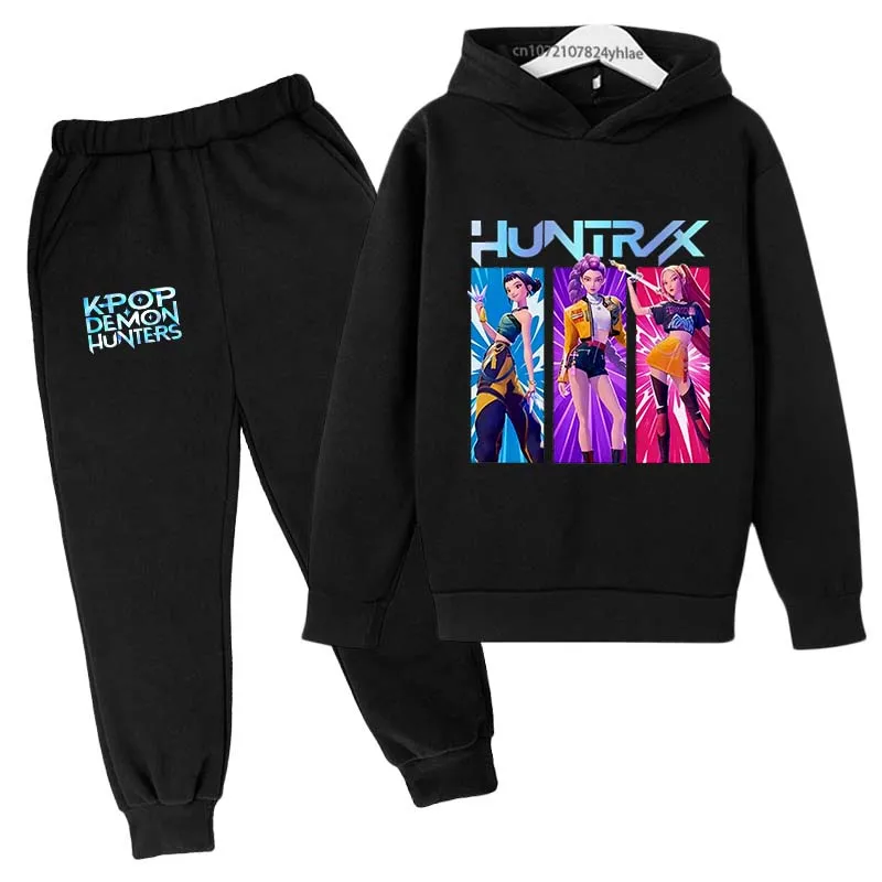 

Kpop Demon Hunters Kids Hot Anime Print Spring Autumn Casual 2pcs Hoodie+Pants Tracksuits 2-13Years Girls Fashion Huntrx Clothes