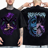 New Japanese Anime Solo Leveling T Shirt Men Sung Jinwoo Cartoon Graphic Tees Harajuku Short Sleeve High Quality Cotton T-shirt