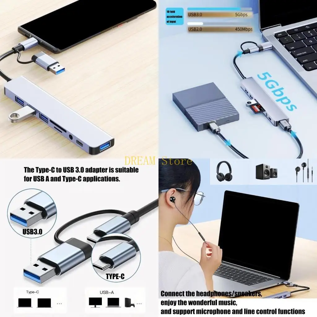 

USB C HUB USB C/USB3.0 Adapter Docking Station with 3xUSB2.0+1xUSB3.0 best sale