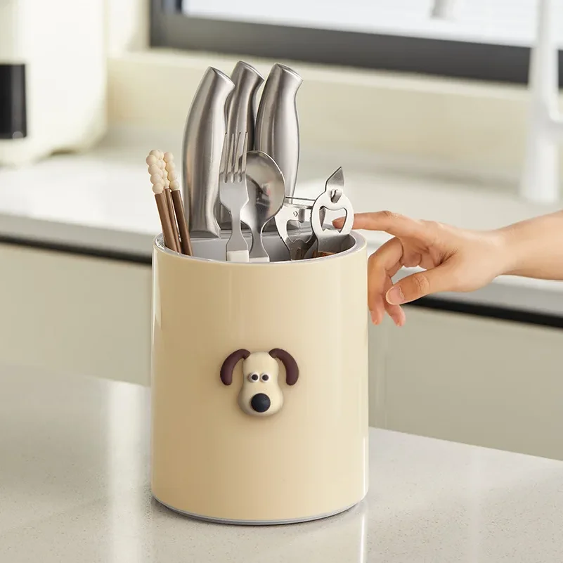Rotatable knife rack chopstick storage cylinder multifunctional integrated spoon and knife storage rack