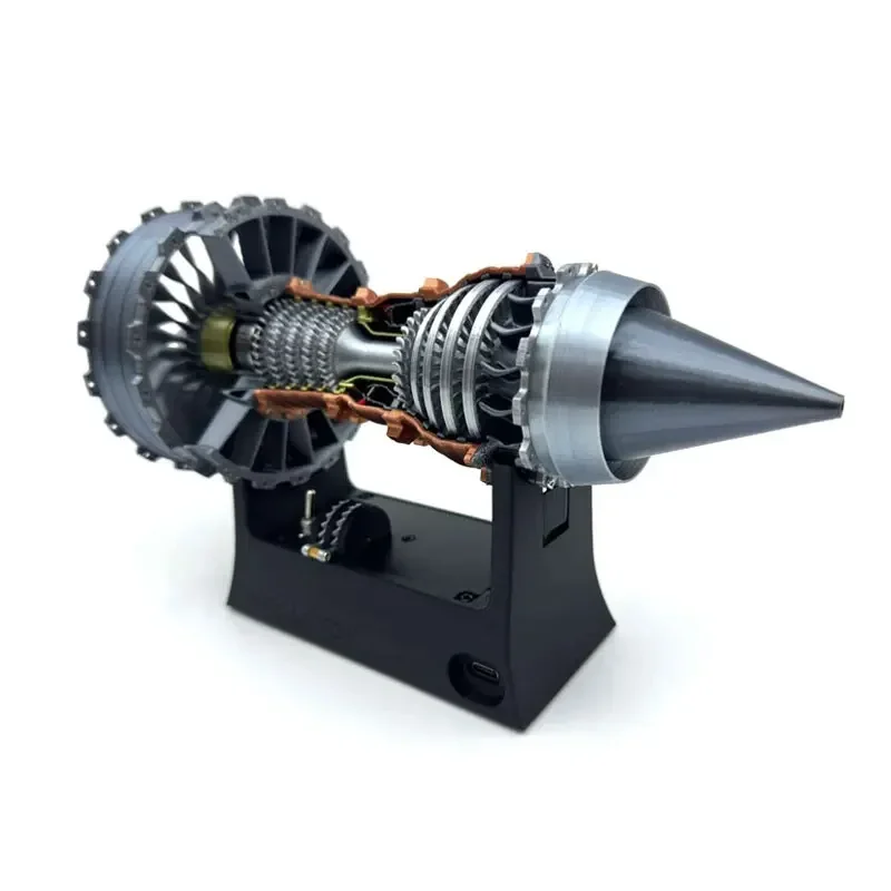 TR900 Simulation Turbofan Engine Model 25CM 3D Printing Aviation Model LED with Switch Finished Toy Gift