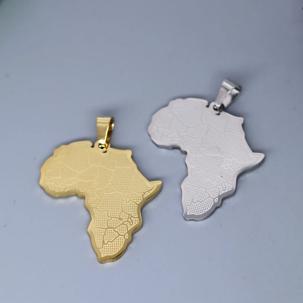 2pcs Creative Africa Map Charms Country Stainless Steel Pendants for Jewelry Making Handmade Craft Material