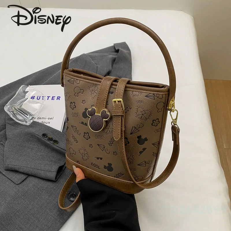 Disney-Bolso cruzado de Mickey para mujer, bolsa de cubo de gran capacidad, Color sólido, de alta calidad, a la moda, novedad