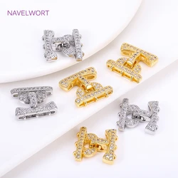 3 Strands Clasps Fastener,Supplies For Jewelry Making,Inlaid Zircon Brass Pearl Clasp Connector,Jewelry Materials Wholesale