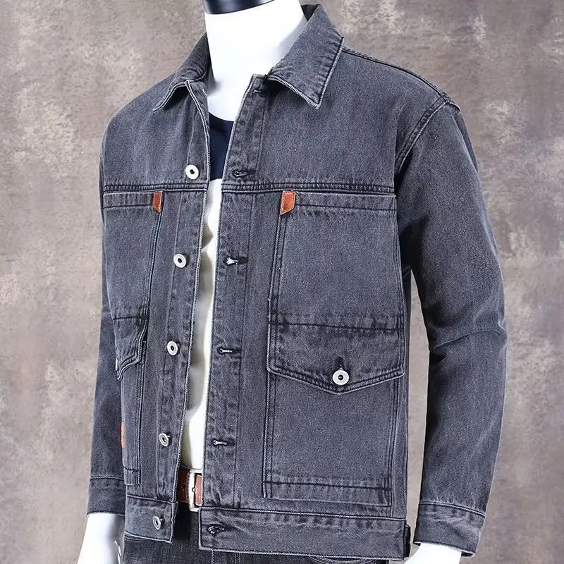 New Spring Autumn And Winter Men's Denim Jacket Japanese Casual Youth Popular Tooling Denim Jacket Men's Clothing