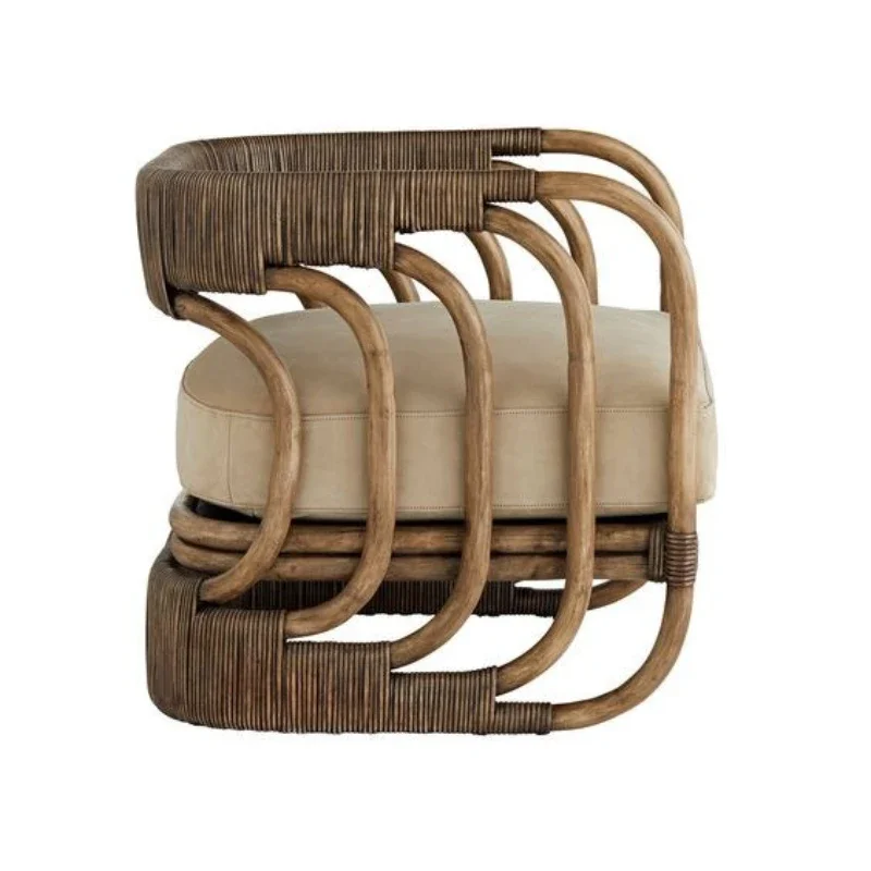 Divano singolo in stile retrò francese, letto e colazione soggiorno sedia per il tempo libero in rattan divano in rattan indonesiano