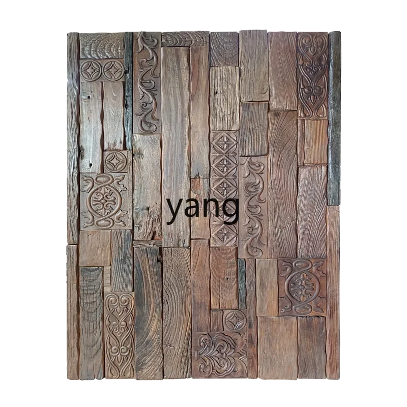 

YJQ solid wood retro three-dimensional carved weathering decorative painting new Chinese tea room restaurant club