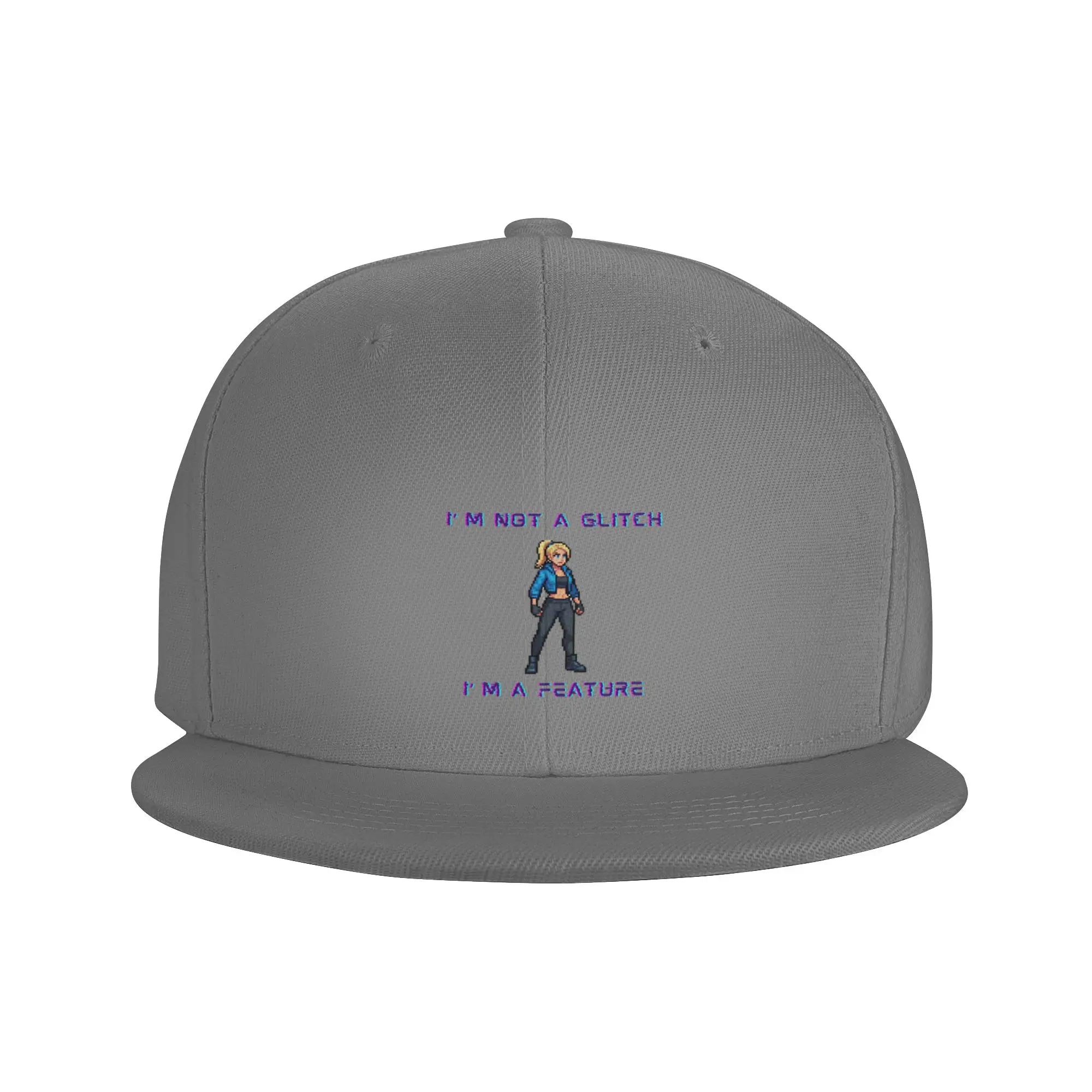 Fashion 16-Bit Retro Gaming I m Not A Glitch I m A Feature Flat Brim Sun Hat  Versatile Denim Hat Sun Cap