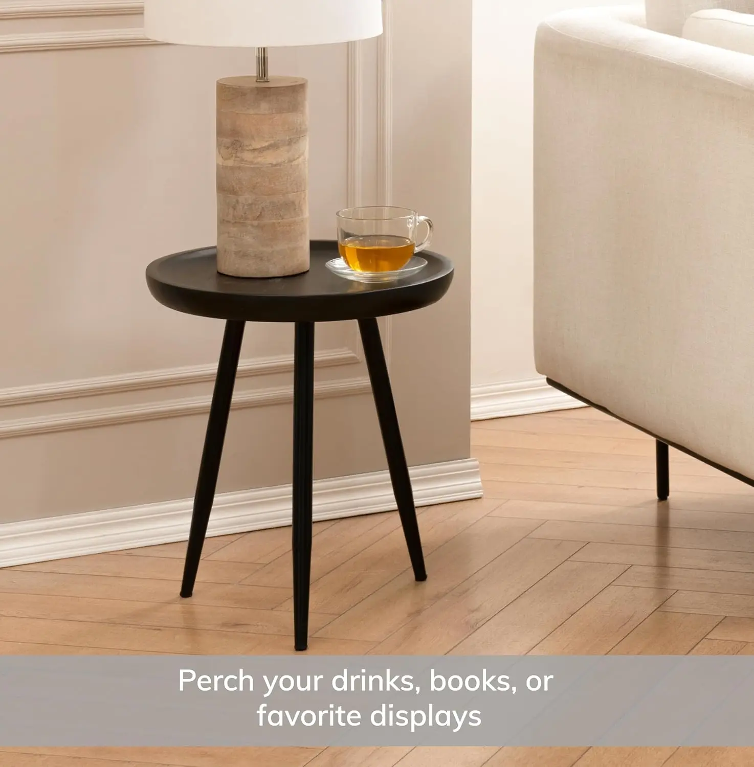 Wood End Table.Exclusively Designed Hand-Crafted Small Nightstand. Solid Wood Round End Table