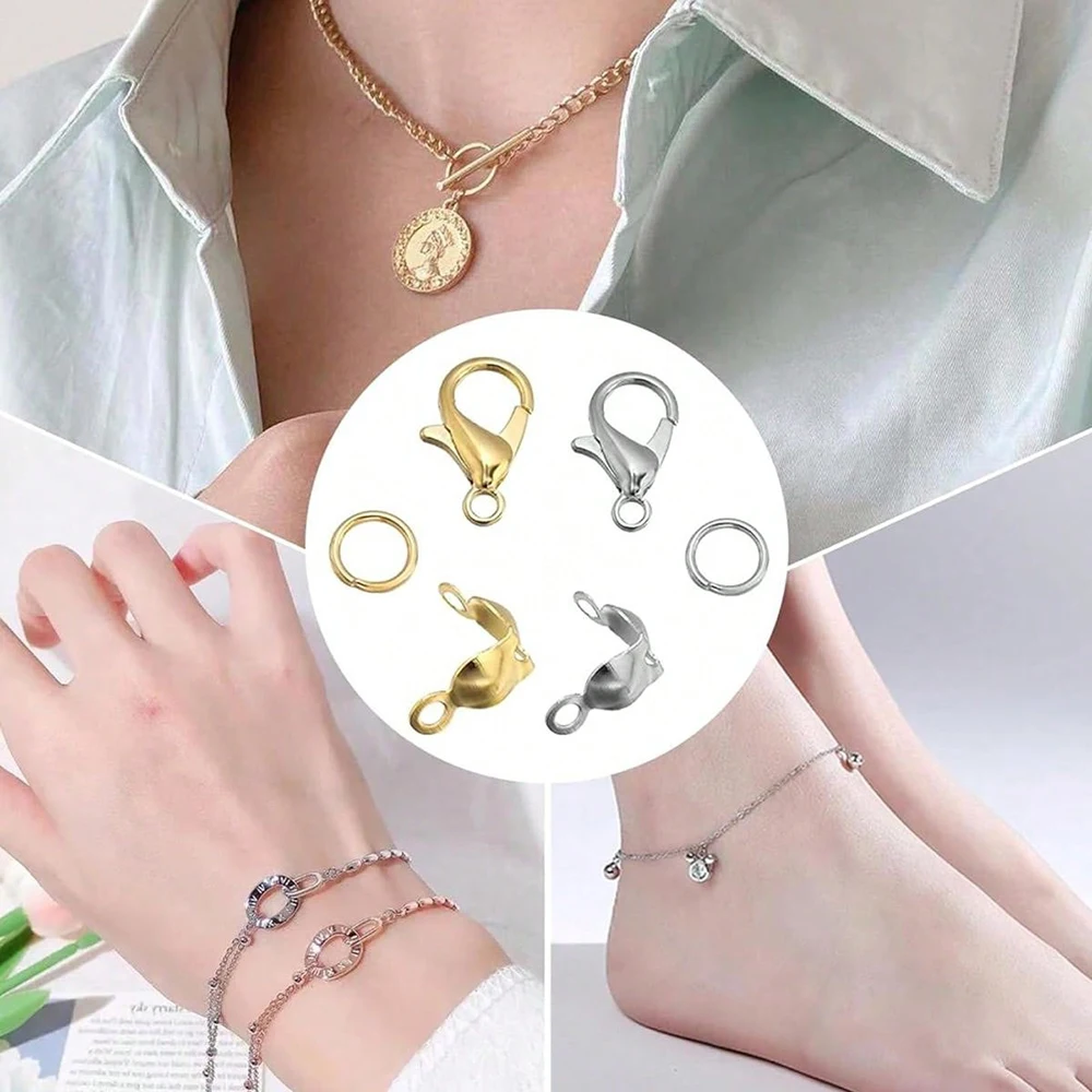 540pcs Stainless Steel Lobster Clasps Bead Fasteners Jewelry Making DIY Accessories for Bracelets Necklaces Wholesale Materials