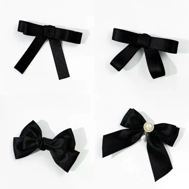 شريط أسود القوس اللؤلؤ بروش للنساء تنوعا قميص طوق دبابيس الملابس الديكور الشريط التعادل مجوهرات اكسسوارات هدايا #4