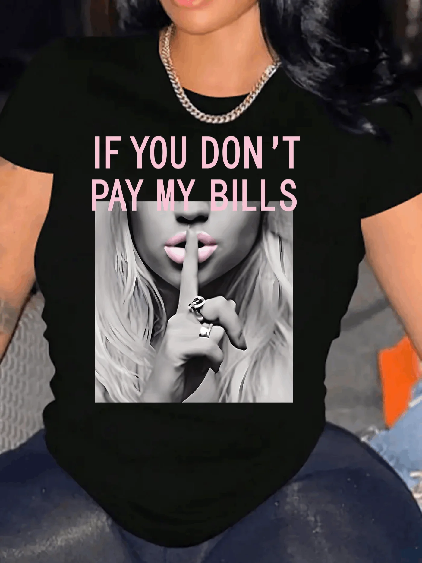 Danqiyoyo If You Don't Pay My Bill Letter Print Short Sleeved Round Neck Y2k Tshirt women Clothing 27018
