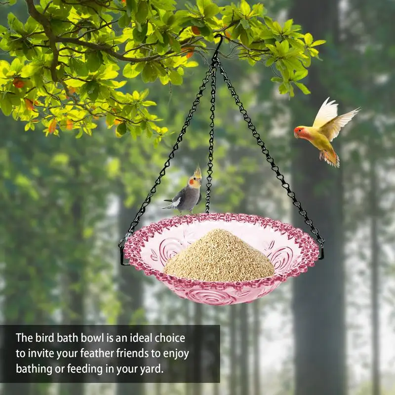 

Wild Bird Feeder Clear Large Bird Bath Birdbaths For Outdoors Outdoor Bird Feeding Bowl With Metal Chain Backyard Patio Garden