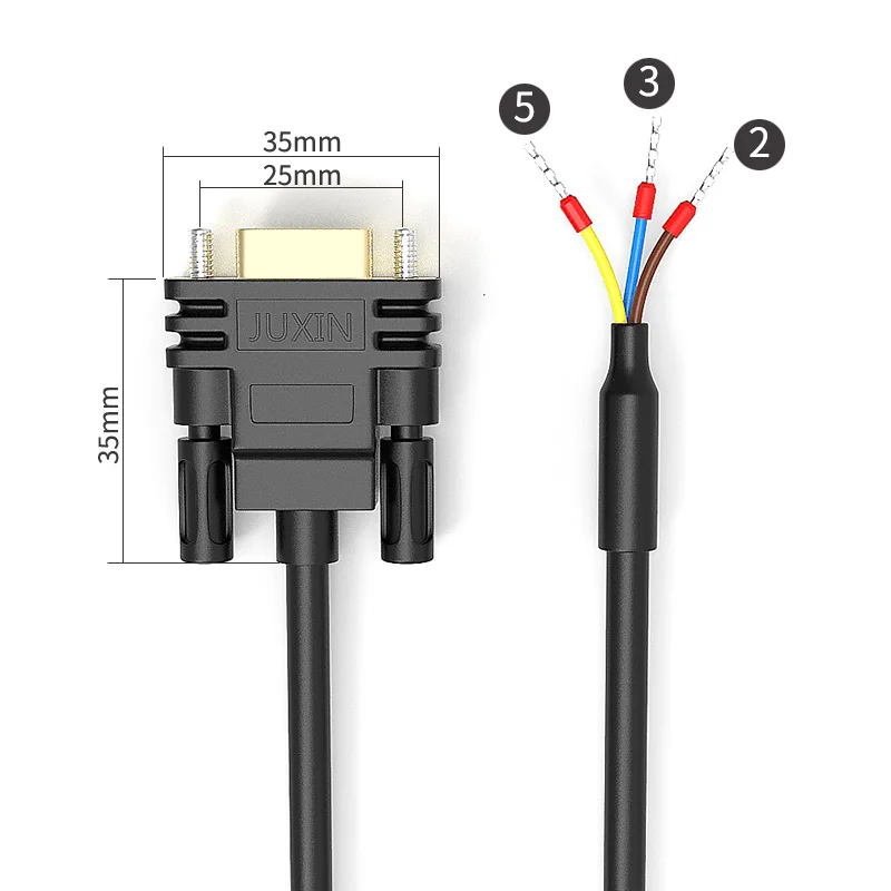 DB9 serial cable single header male and female RS232 cable 485 cable 38 pins 9 pins COM port 235 terminal cable 3 core