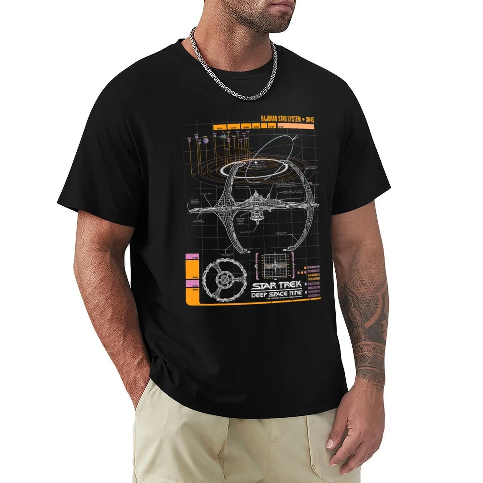 Star Trek Deep Space Nine Bajorian Star System Schematics T-Shirt Breathable Workout Short Sleeve Top